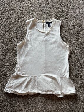 GAP White Sleeveless Peplum Tank Top